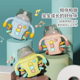 Cross-Border Baby Cartoon Fun Light Soothing Bottle Rattle Baby Can Chew Teether Educational Early Education Toys