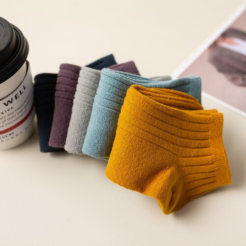 Spring and summer socks for men wholesale cotton Xinjiang long-staple cotton solid color double-needle boat socks street stall supply factory