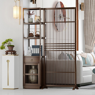 New Chinese Style Screen Partition Living Room Storage Rack Door Entrance Entrance Cabinet Simple Modern Shelter Grille Decorative Wall