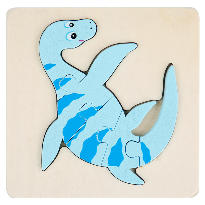 Rompecabezas de dinosaurio cognitivo de dibujos animados transfronterizos para niños nuevos juguetes educativos para bebés rompecabezas tridimensional al por mayor