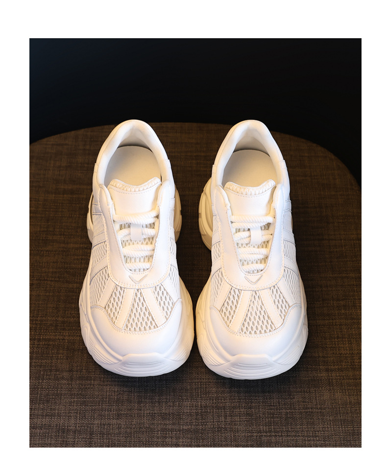 Giày sneaker chunky nữ đế dày tăng chiều cao mặt lưới thoáng khí — màu be chi tiết 19