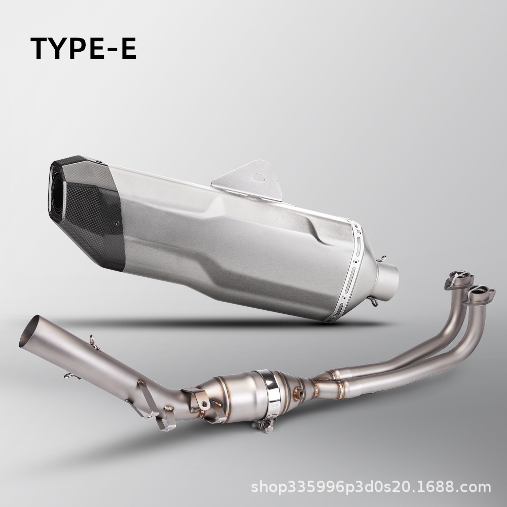 Motorcycle Exhaust Modification T-Max560 Stainless Steel Front Section with Carbon Fiber Anti-Scalding Cover + K198 Carbon Fiber Tail Section