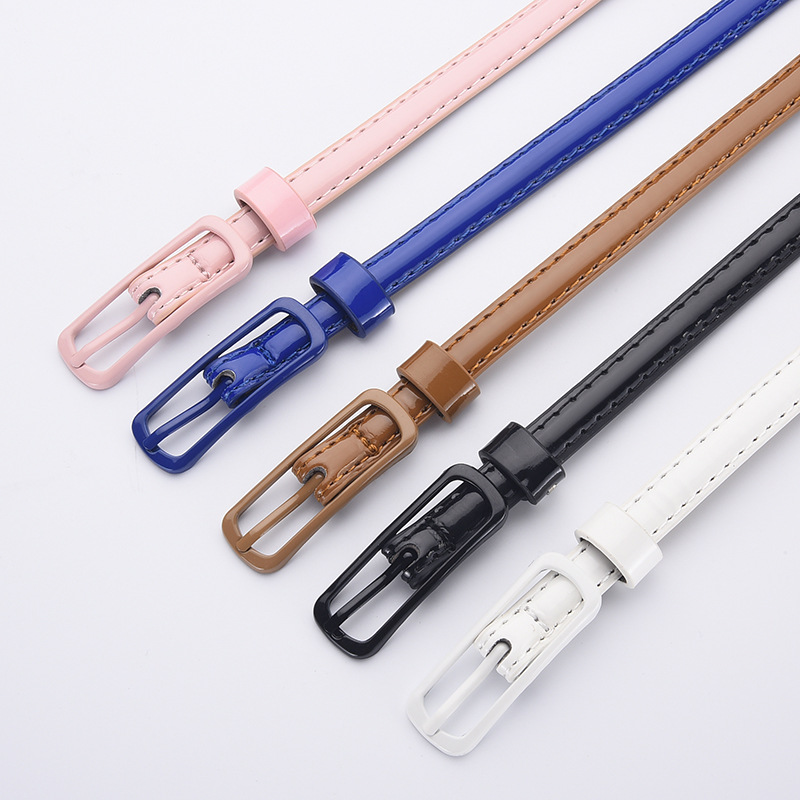 Cinturón Delgado de Colores Caramelos para Mujer de Imitación de Cuero con Hebilla de Aguja para Ropa Formal