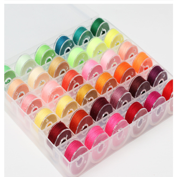 36 rejilla transparente con hilo caja de lanzadera corazón más color fijo color brillante color frío color cálido al por mayor juego de hilo de coser de 36 colores