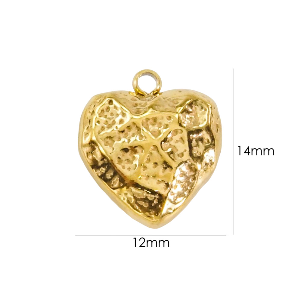 10 PCS/Package 304 Stainless Steel 14K Gold Plated Heart Shape Pendant display picture 13