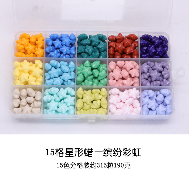 Juego de Perlas de Cera para Sellos de Estrella, 24 Rejillas, Serie de Colores Macaron, Perlas de Cera para Sellos de Pentagrama Baratas, Colores Mezclados