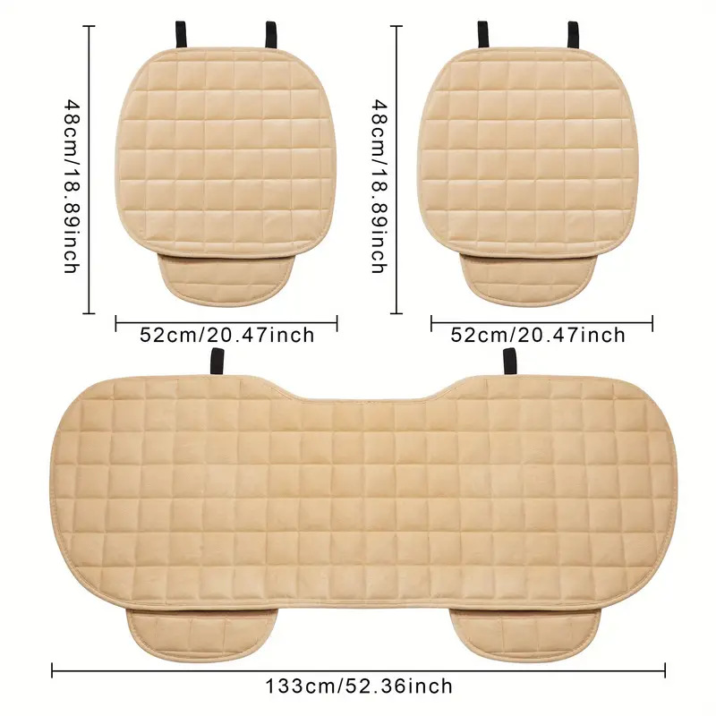 Car seat cushion, winter plush anti-slip three-piece set, two front seats + rear seat without backrest, small three-piece set, manufacturer wholesale