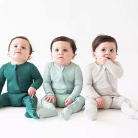 新生儿衣服竹纤维春秋新品宝宝长袖婴儿包脚连体衣跨境亚马逊Ebay