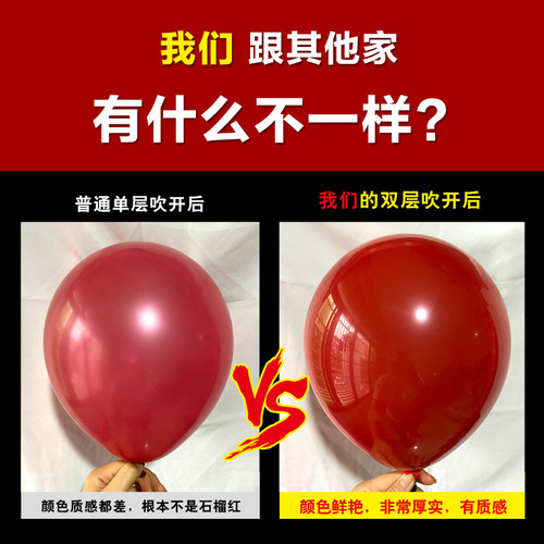 10 inch ruby ​​red double layer balloon wholesale Chanel red latex balloon wedding room decoration pomegranate red cherry