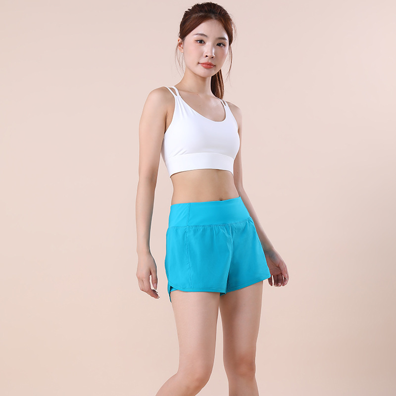 春夏口袋瑜伽短裤女热裤运动高腰健身带内衬田径马拉松跑步三分裤|undefined