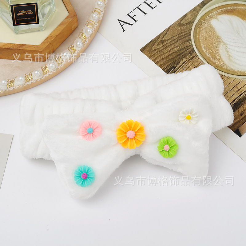 Nueva diadema de ala ancha mujer dibujos animados tridimensional pequeña flor arco cara lavado maquillaje deportes pelo banda maquillaje accesorios para el pelo