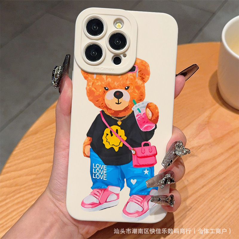 Trendy and Fashionable Cartoon Bear Suitable for iPhone Apple 11/12/13/14/15/16Pro Mobile Phone Protective Case Trendy and Fashionable Cartoon Bear Suitable for iPhone Apple 11/12/13/14/15/16Pro Mobile Phone Protective Case