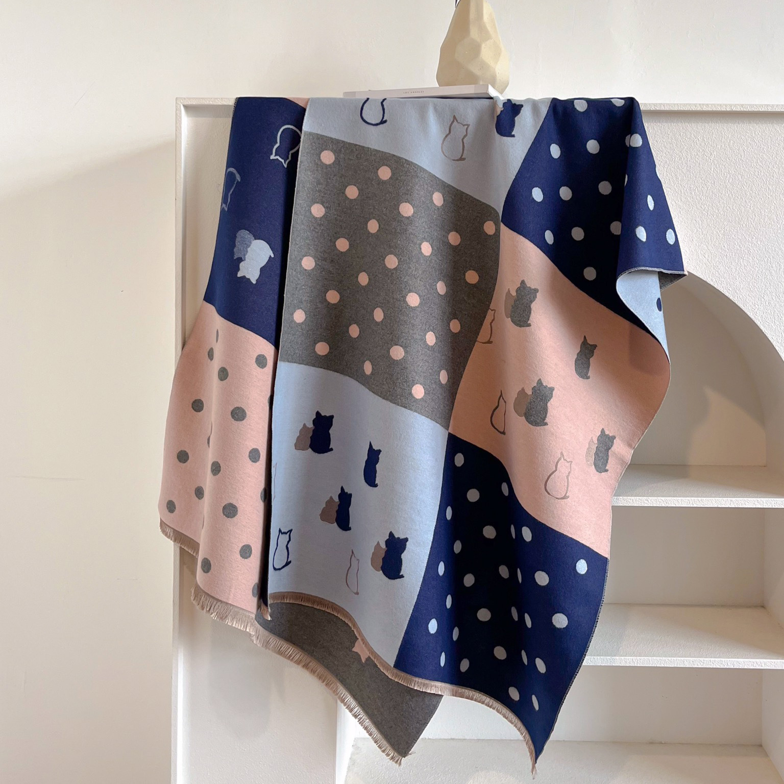 Women's Cute Color Block Polka Dots Cat Polyester Scarf display picture 20