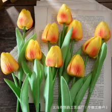 高端pu郁金香假花跨境家居酒店婚礼摄影道具手感仿真花束摆件批发