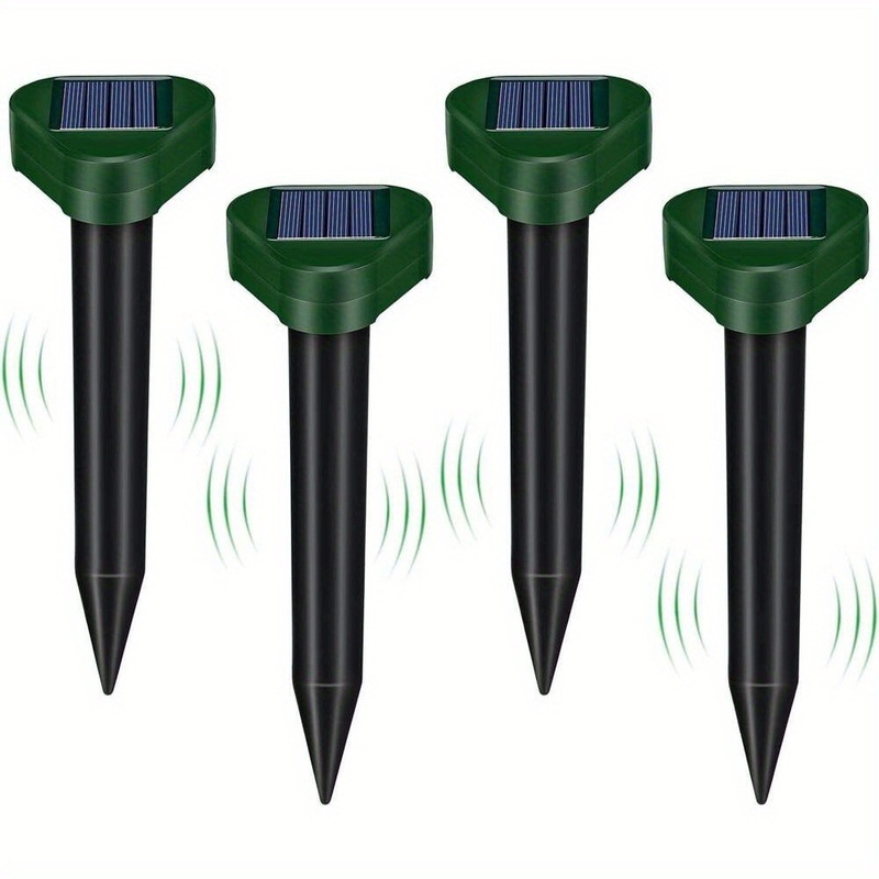 4 pack Solar Mole Repellent Spikes Outdoor Ultrasonic跨境|undefined