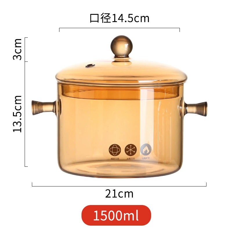 Стеклянная кастрюля-для тушения с высоким borosilicate стекла, прозрачная кастрюля для приготовления пищи, газ, огонь, высокая температура, маленькие горшочки, мини-кастрюля для супа