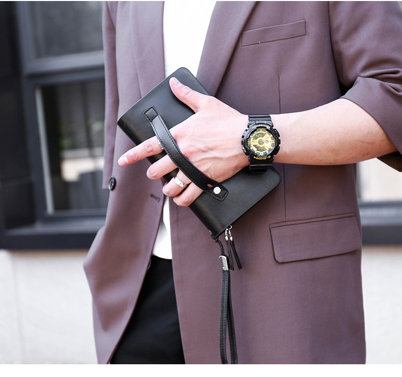 Herrväska clutch med dubbla dragkedjor och plånbok_voghion.com