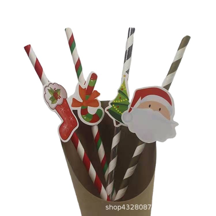 Desechables fiesta creativa paja Navidad vestir accesorios postre Mesa pastel tarjeta decoración bebida papel paja