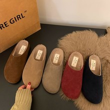 无后跟半托勃肯鞋2025新款秋冬季一脚蹬加绒厚底包头外穿半拖鞋女
