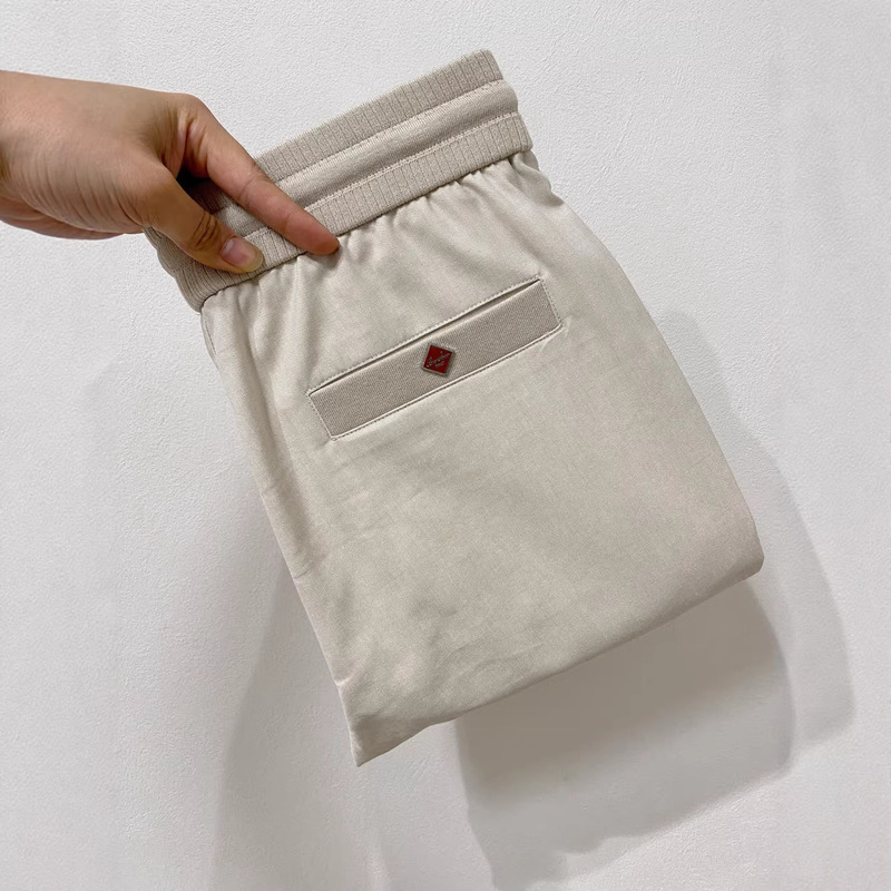 Lp Old Money Style New Men's High-End Cotton-Linen Blend High-End Men's Twill Elastic Waist Casual Pants Long Pants