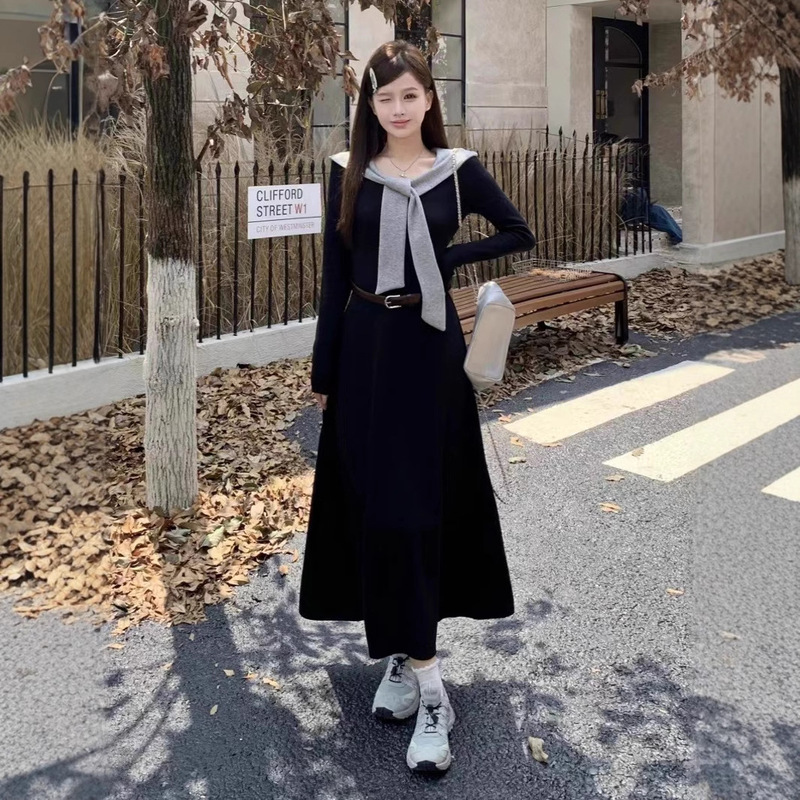 【ベルト付き】大きいサイズの婦人服秋の新型太ったMM英倫風は腰の長いスカートを収めて肉を遮って痩せています。|undefined