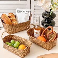 北欧风海草编织插花篮 婚礼喜糖铺伴手礼手提篮子摆饰装收纳花篮