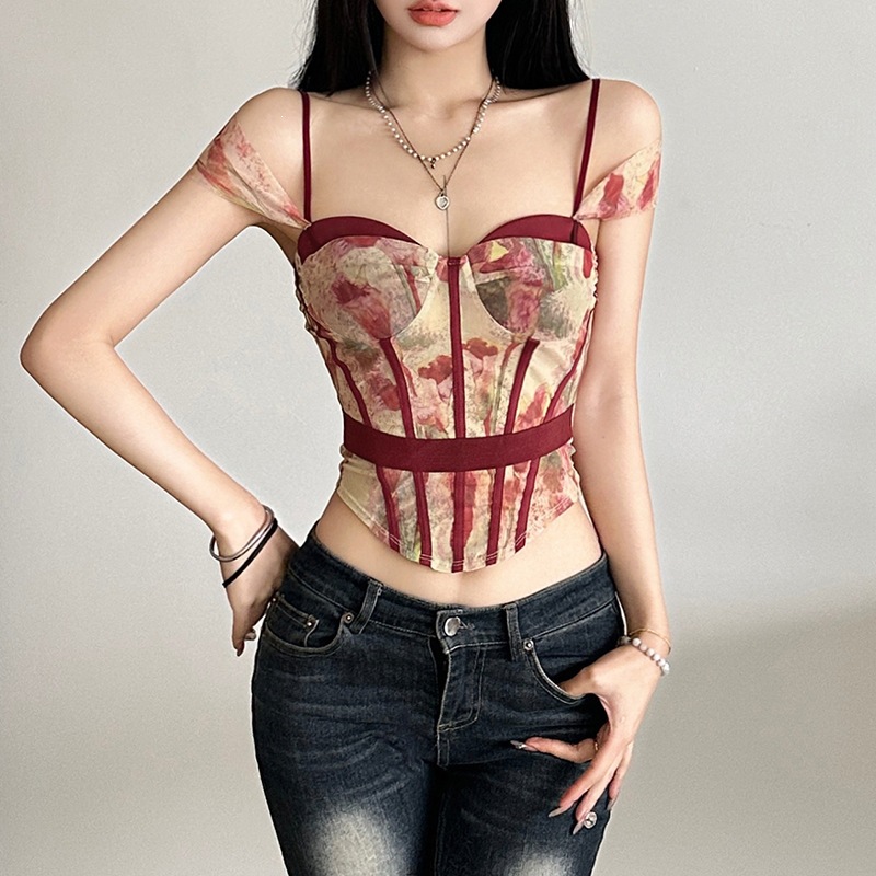2026 European and American Style Spring/Summer Women's Fashion Solid Color Slim-Fit Street Fashion Printed Backless Tank Top with a Sense of Design