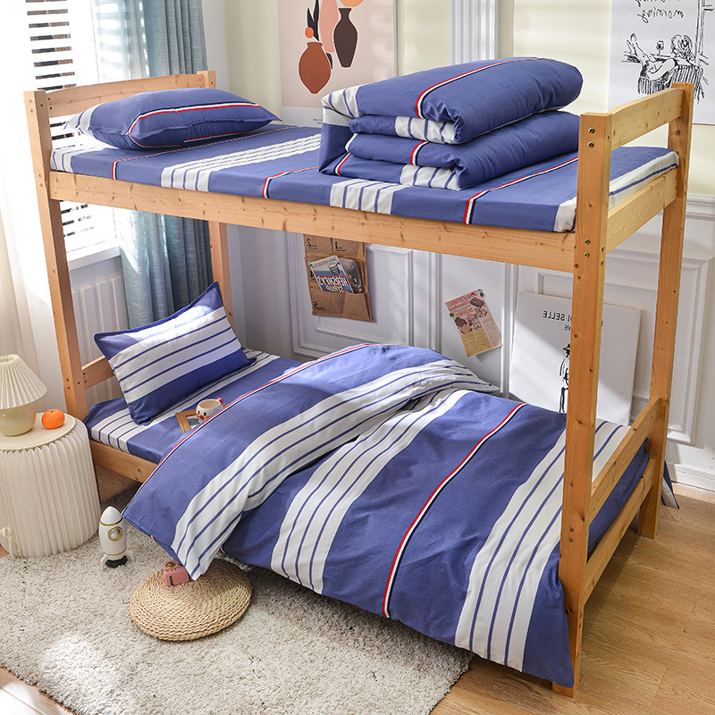 Juego de sábanas y funda nórdica de tres piezas, sábana ajustable de clase A, cama individual de dormitorio de algodón puro, ropa de cama escolar, ropa de cama para estudiantes