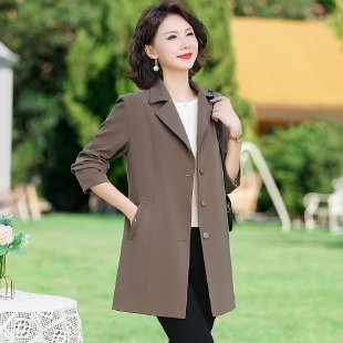 秋天中长款妈妈风衣外套女2025春秋新款休闲大码宽松中老年上衣女|undefined