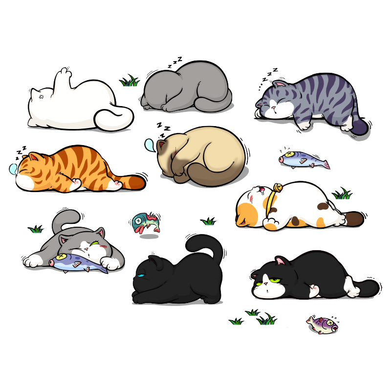 招吉猫の車のステッカーの個性的な漫画の横になる猫の車は反射の車体を貼って電動のオートバイの傷を貼って貼ります。|undefined