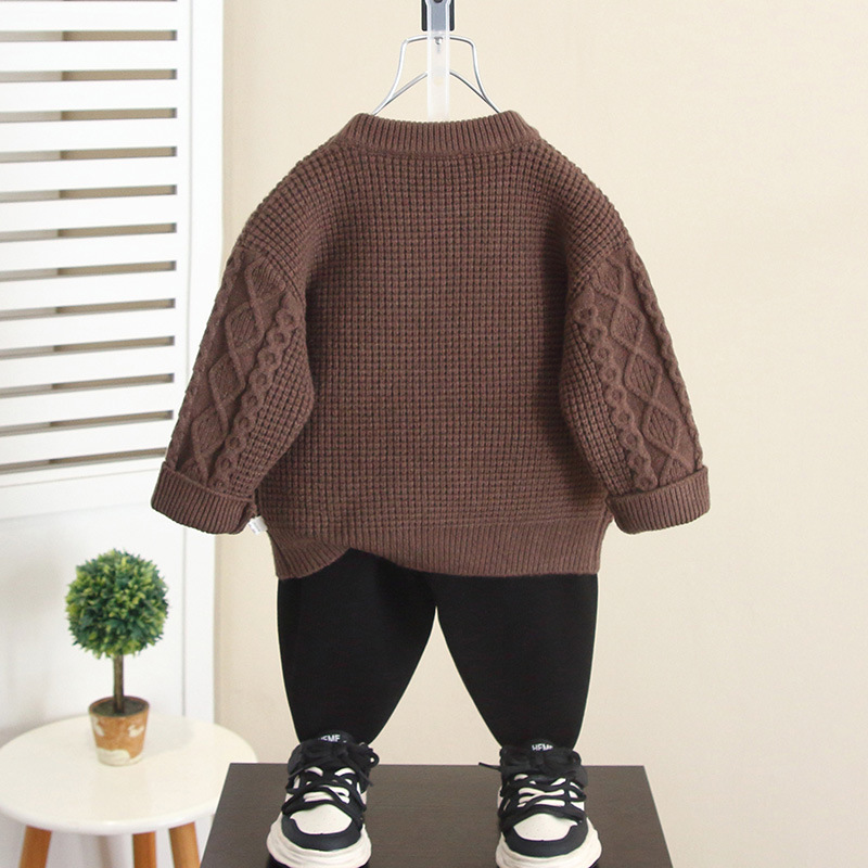 6843 suéter grueso para niños otoño e invierno 2025 nueva camisa de fondo coreana para niños suéter de invierno para bebés suéter image 3