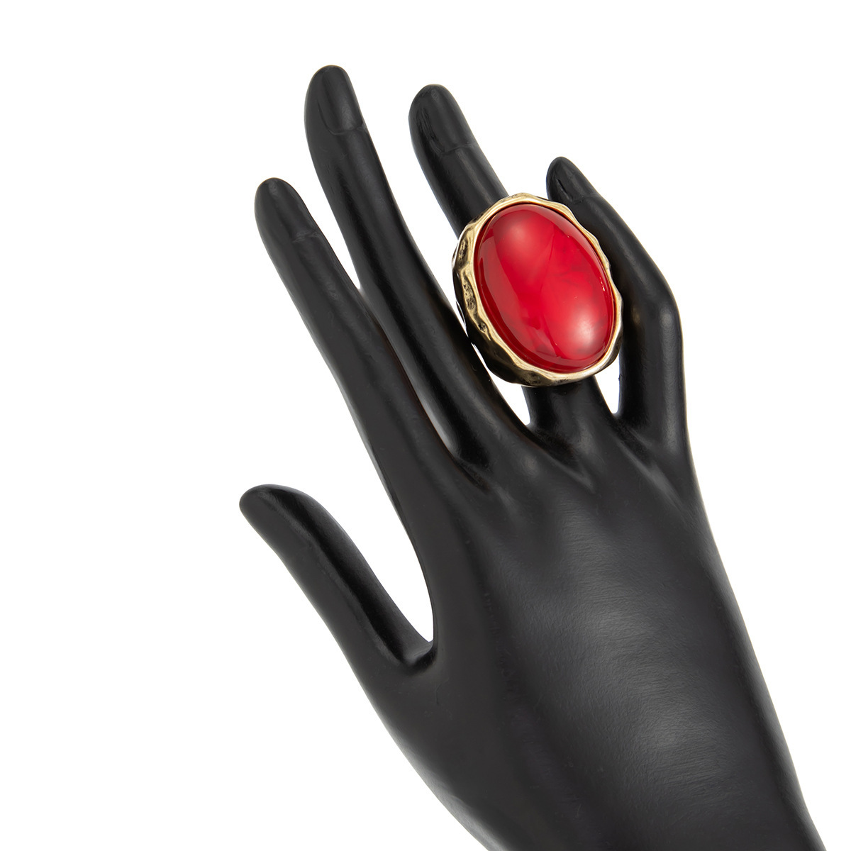 Vintage Oval Ruby Ring With Wide Hammered Palace Style Band_voghion.com