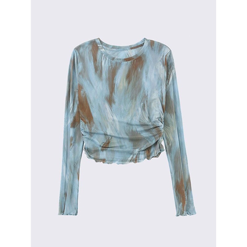 In-Stock Versatile Summer Short-Sleeve Sun Protection Shirt for Women, Slim-Fit Tie-Dye Mesh Top T-Shirt, Wholesale for Export