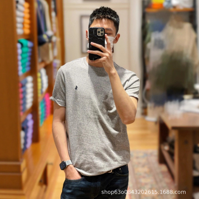 Original Quality Ralph@Ralph 25Ss Classic Basic Pony Logo Embroidered Pure Color Short-Sleeved T-Shirt Couple Style