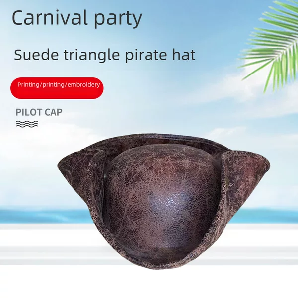 Halloween Imitation Leather Pirate Hat Coplay Masquerade Props Dress Up Caribbean Pirate Hat Triangle Hat