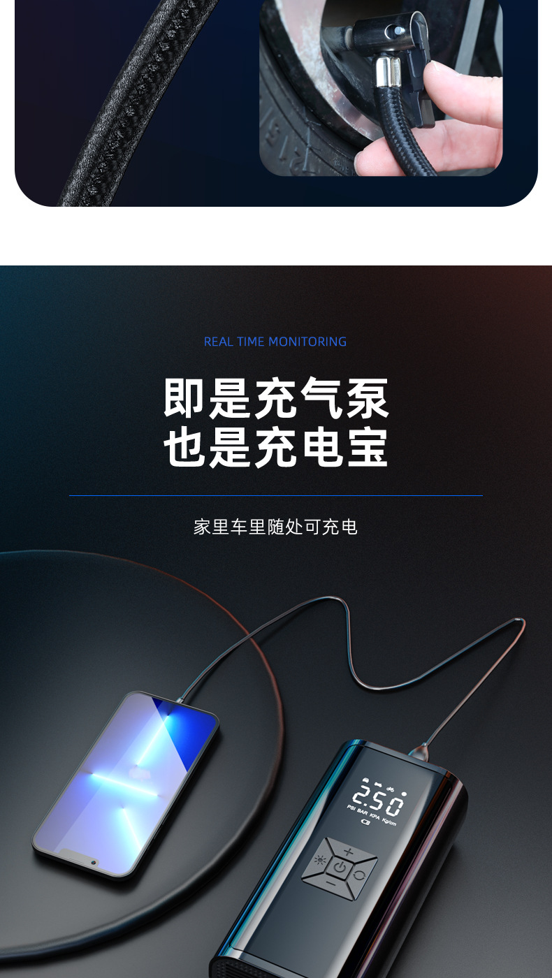 Car Air Pump Wireless Handheld Portable Small Electric Air Pump Car Tire Emergency Inflator Wholesale