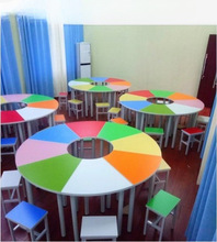 八边形团体活动彩色组合拼接课桌椅心理咨询室布置辅导班桌美术桌