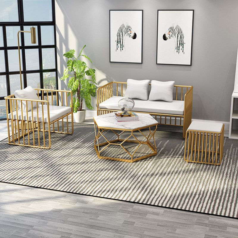 北欧简约轻奢铁艺沙发椅 休闲音乐餐吧沙发卧室双人靠背懒人沙发