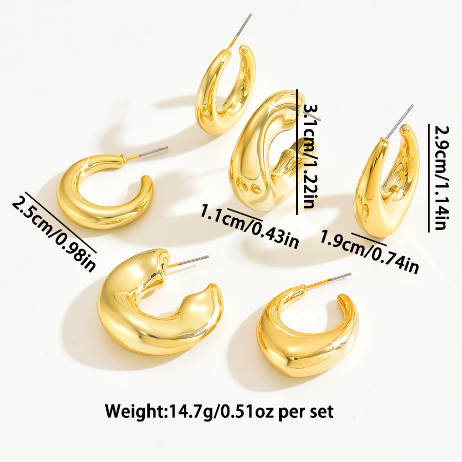 Women's Gender 1 Set Modern Style Classic Style C Shape U Shape Water Droplets Plating Arylic Earrings Ear Studs