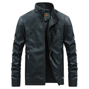 Factory Direct Sales Export Men's Clothing Autumn and Winter New Men's Motorcycle Velvet Leather Jacket Handsome Casual Youth Jacket