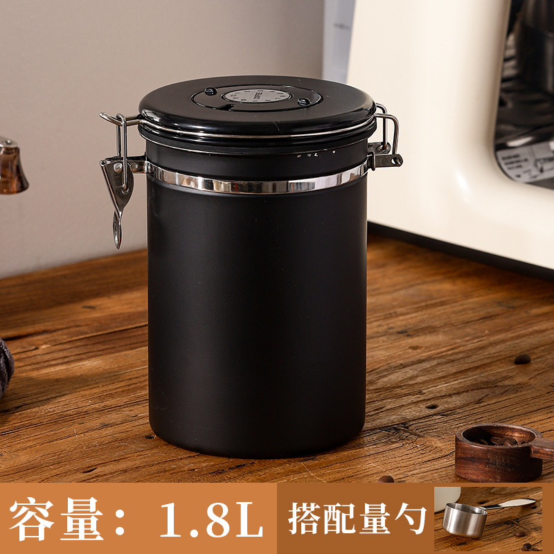 コーヒー豆、コーヒー粉、乾物用密封容器、304ステンレス鋼製排気バルブ付き密封保存容器、鮮度保持容器|undefined