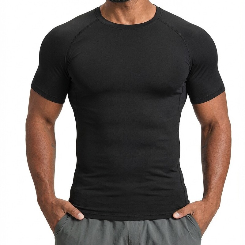 Cross-Border Sports Tight-Fitting Short-Sleeved Quick-Drying Clothing Elastic Running T-Shirt Compression Cycling Clothing Basketball Yoga Fitness Clothing for Men