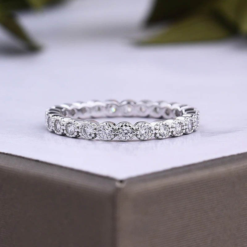 925 sterling silver round cut women's wedding ring personalized simple all-match high carbon diamond ring factory direct sales