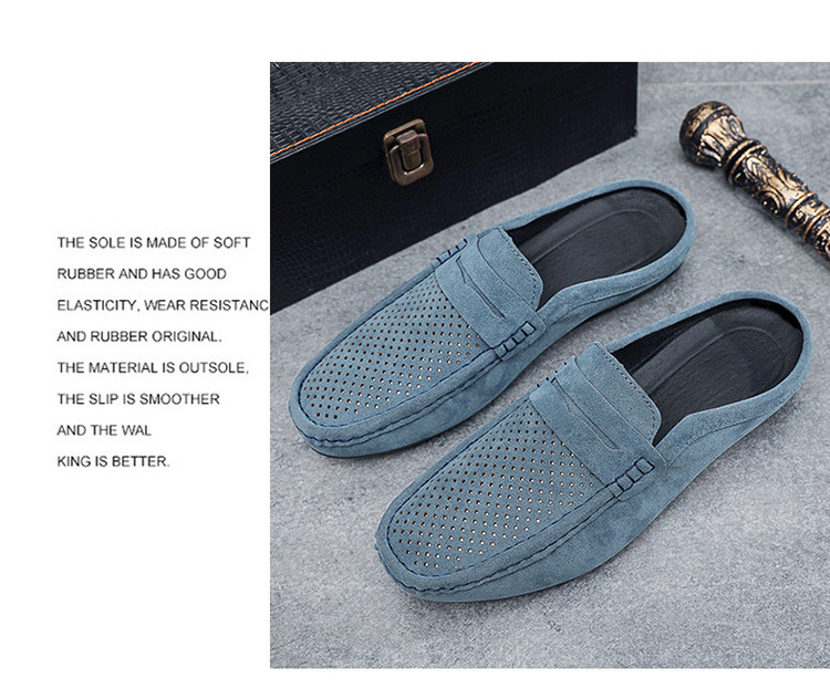 Men's loafers half support breathable closed toe slip-on loafers slip-on half slippers men's heel-free loafers men_voghion.com