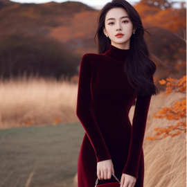 250035今年春季流行气质长裙高级感女神范优雅风百搭绝美连衣裙女