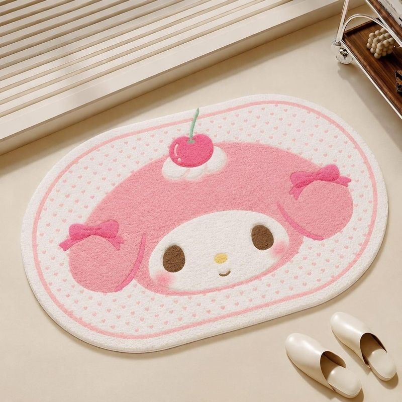 Pink Cartoon-Style My Melody Bathroom Mat, Cold-Resistant, Dirt-Resistant, Wear-Resistant Floor Mat, Bathroom Faux Cashmere Floor Mat, in Stock Pink Cartoon-Style My Melody Bathroom Mat, Cold-Resistant, Dirt-Resistant, Wear-Resistant Floor Mat, Bathroom Faux Cashmere Floor Mat, in Stock