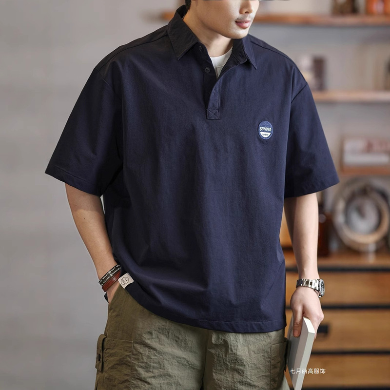 Short-Sleeved Polo Shirt Men's Summer New Loose Trendy Brand Versatile Outdoor Casual Quick-Drying Lapel Shirt t Ligao