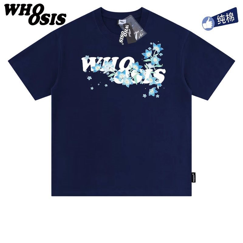 WHOOSIS（名前不明）8ロゴ花柄半袖Tシャツ夏アメリカンファッションブランドカップル男女兼用|undefined