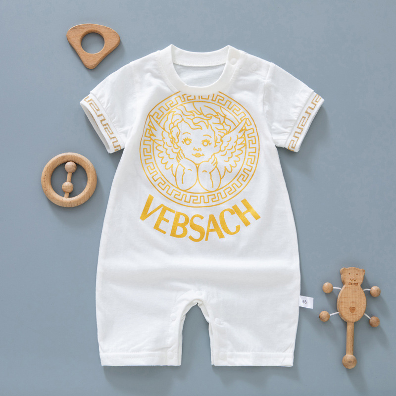 Ropa de verano para niños, ropa fina de manga corta, lindo mono de bebé de estilo occidental, mampara para niños recién nacidos, mampara de celebridades de Internet