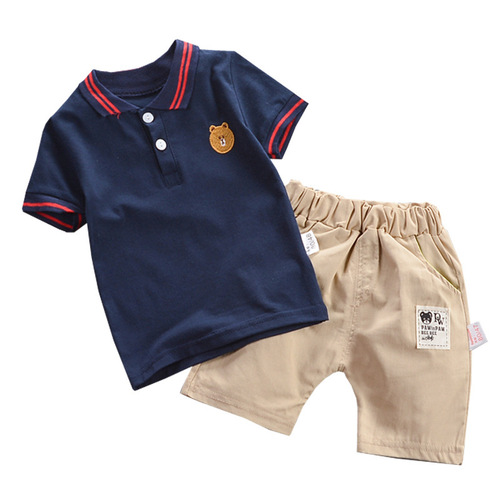 Children's Polo Shirt Set for Boys - Trendy Short Sleeve T-Shirts for Kids 2025 - Two-Piece Summer Athletic Outfit for Young Boys
